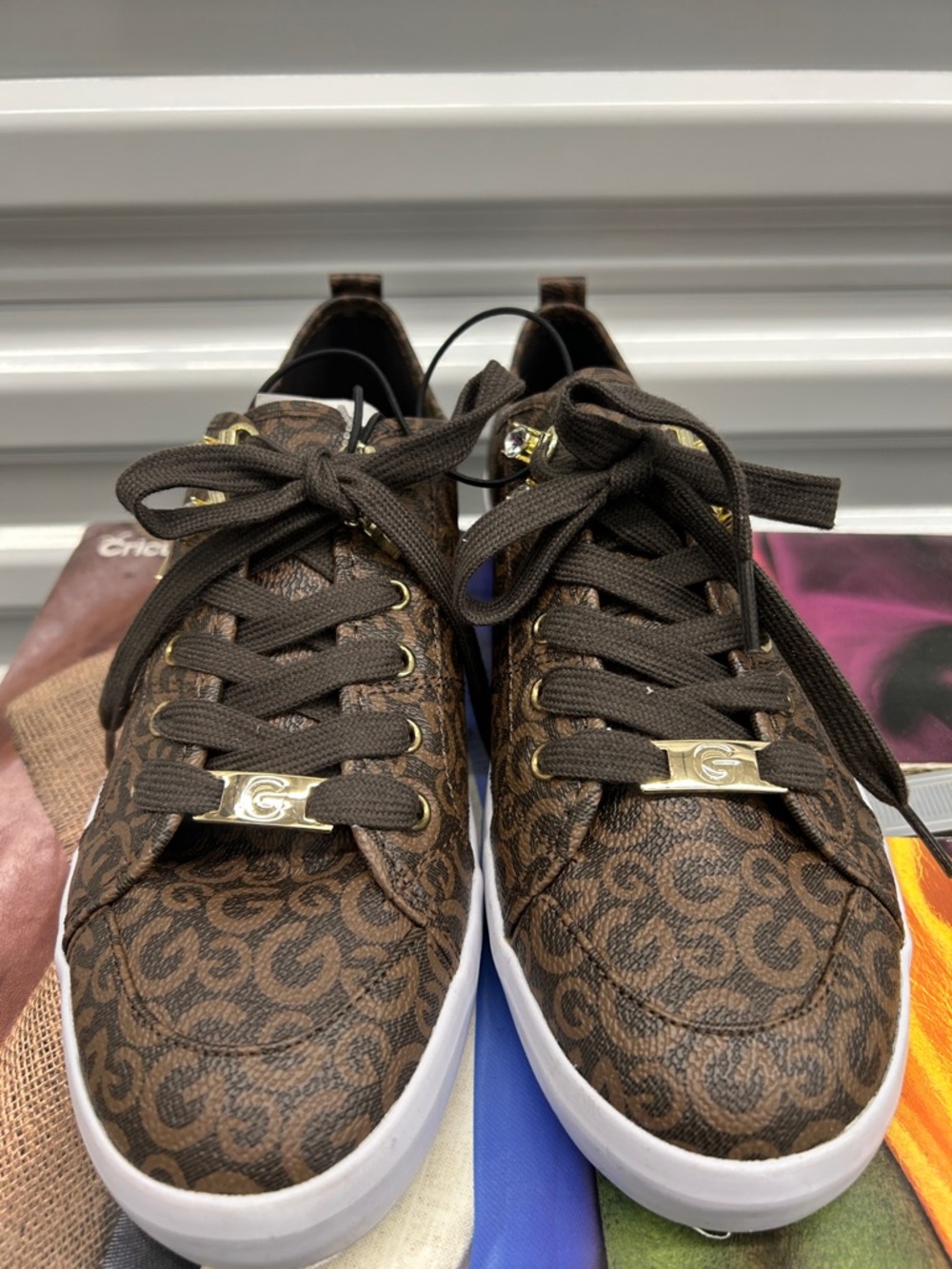 NEW Brown Monogram Low-Top Sneakers with White Sole